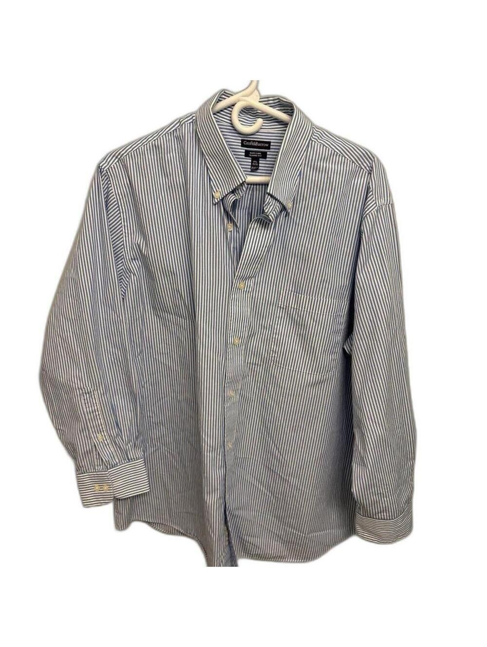 Crofts&Barrow Blue and white striped button-up shirt